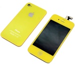 iPhone 4 Full LCD Digitizer Back Housing Yellow Conversion Kit GSM
