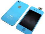iPhone 4 Full LCD Digitizer Back Housing Blue Conversion Kit GSM