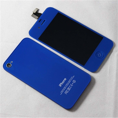 Iphone 4 Full Lcd Digitizer Back Housing Dark Blue Conversion Kit Gsm
